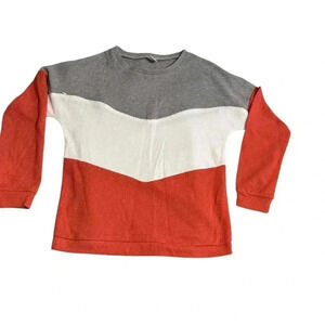 IFFEI Pocket waffle shirt  2 zipper pockets on chest gray/white/orange like new